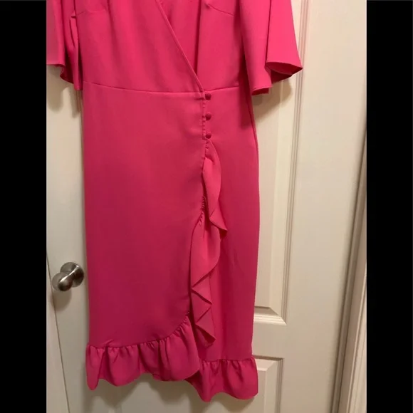 NWT - TOPSHOP HOT PINK RUFFLE DRESS - Picture 3 of 5